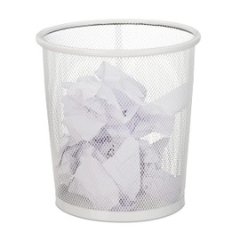 Relaxdays Office & Youth Room Open Round Wire Mesh Paper Bin Metal 24 x 23 cm White Alloy Steel 1 Piece