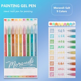 Yolaka Gel Pens with Fine Point 0.6mm, 9 Colors Drawing Pencils for Adult Coloring Books Smooth Writing Pen Set for Journaling(Morandi Salt)