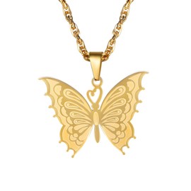PROSTEEL Gold Butterfly Necklace For Women Chain Big Pendant 18K Gold Plated Jewelry Mothers Day Gifts Stainless Steel Necklaces