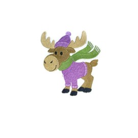 Nature Weaved in Threads, Amazing Baby Animal Kingdom [ Patchwork Pals - Moose] [Custom and Unique] Embroidered Iron on/Sew Patch [4." *5.58"] [Made in USA]