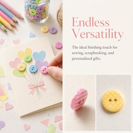 100 Pcs 15mm Mixed Color Round and Stripe Resin Buttons for Sewing, Crafting, DIY Projects, Cardmaking Embellishments, Knitting Accessories
