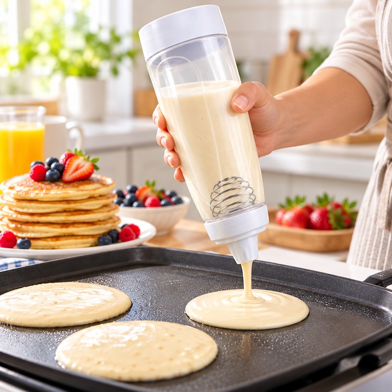 Hand-Crank Batter Dispenser for Baking – Silicone Mixing and Measuring