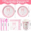 Honeydak 175 Pcs Girl Baby Shower Decorations Plates Set for