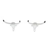 Decorative Cast Iron Bull Horns Wall Decor, 6 Inch, White,