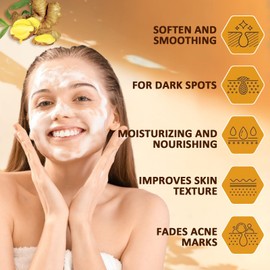 2Pcs Turmeric Soap for Face & Body Acne, Dark Spots, Hyperpigmentation and Smooth Skin Pure Kojic Acid Soap with Foaming Net and Wooden Soap Holder