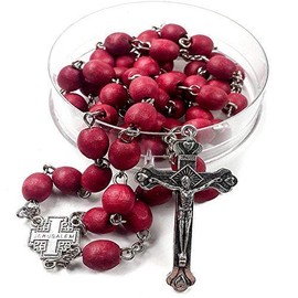 The Cross of Jesus Directly from The Places of His Birth- Beautiful Jesus Christ Rosary Necklace Cross. Rose Scented with Wooden Beads - Holy Land Jerusalem Rosaries Box for Christmas Pa
