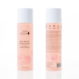 100% PURE Rose Micellar Cleansing Water, Hydrating Makeup Remover, Daily Skin Care for All Skin Types, Soothing Micellar Water, Natural Skin Care - 7.1 Fl Oz | 100% PURE