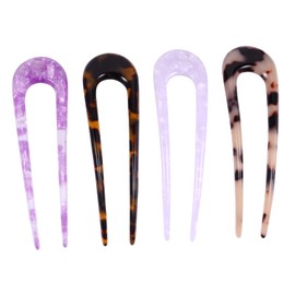 DECHOUS 4pcs U Shaped Acetic Acid Hairpins Vintage Style Bun Holder Sticks for Women Elegant Hair Accessories Lightweight Non Skid Design for All Occasions