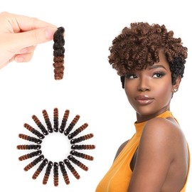 QUEENTAS 3 Packs Short Crochet Braids Hair Extensions Crochet Hair Jamaican Gogo (8mm, Black to Brown)