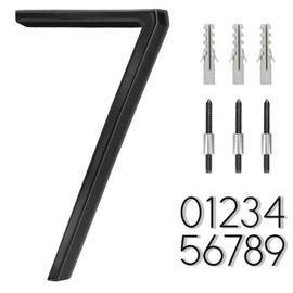 6" Stainless Steel Floating House Number 7, Metal Modern House Numbers, Mailbox Decor Number with Nail Kit, Coated Black, 911 Visibility Signage (Large 7)