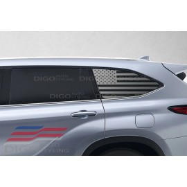 Digo Auto Styling Fits 2020-2025 Toyota Highlander Rear window American Flag Decals sticker Pair-2