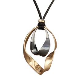 joymiao Black Circle Pendant Necklace Boho Necklace for Womens Leather Cord Chain Necklace Long Choker Necklaces for Women