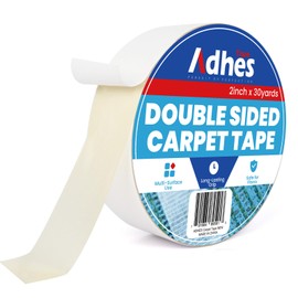 ADHES Double-Sided Carpet Tape, Extra Strong, 50 mm x 27 m x 1 Roll Removable and Residue-Free Non-Slip Carpet Gripper for Hardwood Floors, Carpet Tape for Area Rugs, White