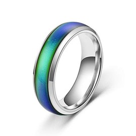 4mm Stainless Steel Temperature Sensative Color Changing Wedding Band Mood Ring (Steel color, 7)
