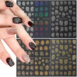 Flywindy 6 Sheets Spark Pattern Nail Art Stickers 3D Self-Adhesive Colorful Celebration Sparks Nail Decals Cheering Flame Spark Pattern Nail Stickers for Girls Women DIY Nail Supply