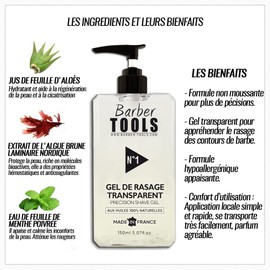 ✮ BARBER TOOLS ✮ Rasiergel transparent 150 ml - für eine präzise Rasur der Bartkonturen (Sichtbarkeit, Gleitfähigkeit und maximaler Schutz)