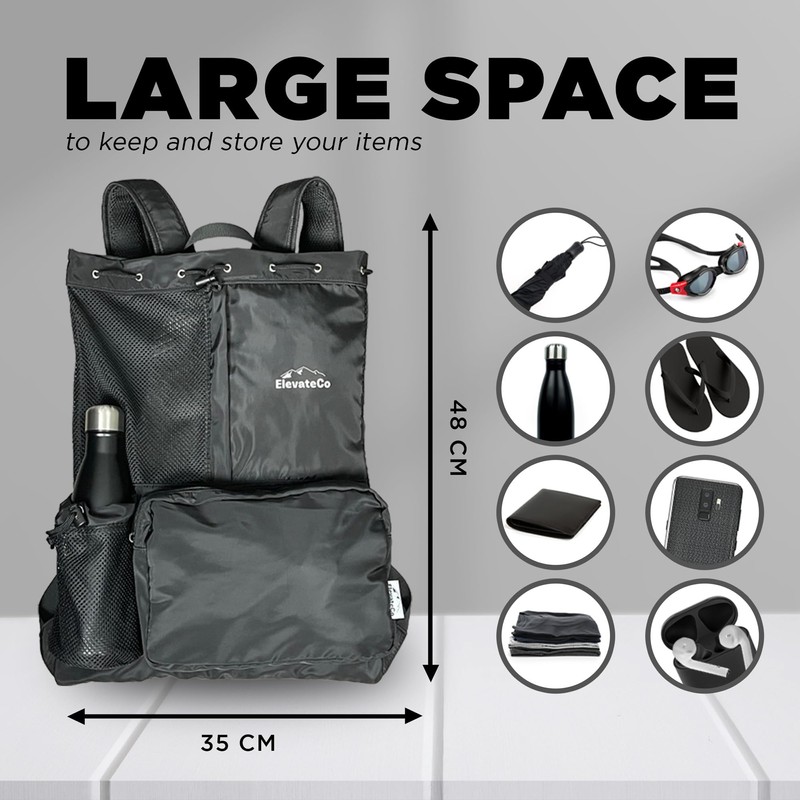 ElevateCo Swim Bag Mesh Drawstring Backpack with Wet Pocket for