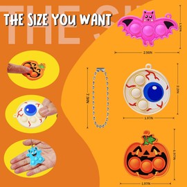 72 piezas de recuerdos de fiesta de Halloween, juguetes antiestrés a granel Mini Pop Bubbles con llavero, caja de premios de aula escolar, juguetes antiestrés para niños pequeños y adultos, rellenos
