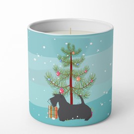 Caroline's Treasures BB2987CDL Scottish Terrier Merry Christmas Tree 10 oz Decorative Soy Candle Nature Soy Wax Essential Oil Home Decor Ideal for Bedroom Kitchen Bath Office Gift, 10 oz
