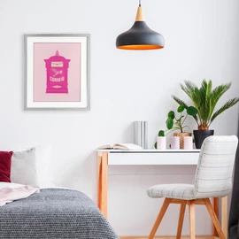 Stupell Industries Pink Portuguese Post Mailbox Gray Framed Print Under Glass design by Jessica Beck, 16 x 13