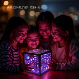 Heepulor Infinity Hyper Cube LED Light LED Controller with Stand, Controller & Sound & App Reactive Table Lamp - Cool & Creative Multicolor Decorative Mirror Art Desk Night Light (5Inch)