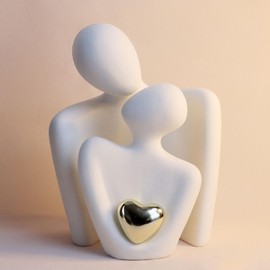 WANCHIY Modern Home Decor Lover Statues- 10'' Porcelain Sculptures for Shelf and Table Decor, Affectionate Couple Art Ceramic Sculpture- Romantic Figurine for Home, Bedroom, Livingroom, Office Decor