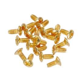 sourcing map 20pcs M3 Electric Guitar Screws Bass Pickguard Screw Scratch Plate Mounting Screw for SQ Guitar, Gold