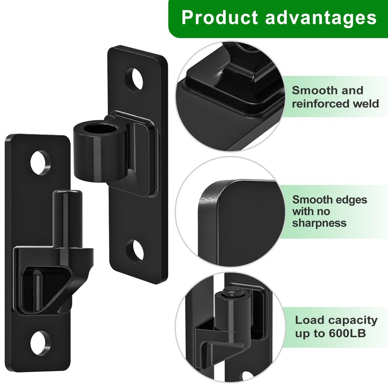 Insaga Heavy Duty Gate Hinges, 4Pack High Strength Steel with