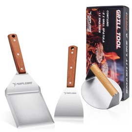 PURPLEBIRD Smash Burger Press kit 3PCS Set, Stainless Griddle Spatulas Set with Professional Burger Smasher for Griddle, Heavy Duty Grill Press for Smash Burgers BBQ Grilling, Gift for Dad Mom