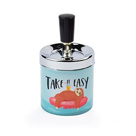 Legami - Posacenere con Pulsante, antiodore, Ø 7 cm, Take it Easy, Tema Sloth