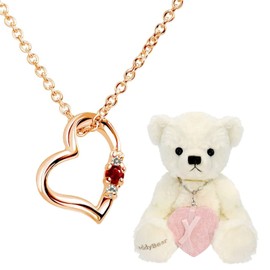 Sears Natural Diamond Love Heart Necklace and Pink Teddy Bear, Silver