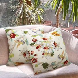 Betadistor Cotton Cushion Cover Big Flowers on White Decorative Throw Pillow Cover Home Decor Square 18x18 Inches Pillowcase 45X45cm for Garden Sofa Livingroom Bedroom, White, 521-0461