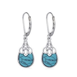 ABIGY Turquoise Earrings 925 Sterling Silver Women Earrings with Turquoise Vintage Simple Earring Turkey Jewellery