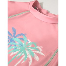 Playshoes Unisex Kinder UV-Schutz Bade Shirt Schwimmshirt Badebekleidung, Palmen Koralle Langarm, 134/140