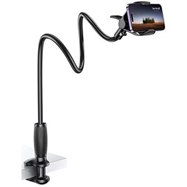 Lamicall Soporte para Teléfono de Cuello de Cisne para Cama - [Clip Estable Mejorado] para Escritorio, Cabecera, Cama, Mesita de Noche, Mesa, Soporte 