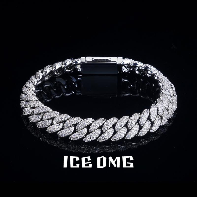 10mm Ice Cuban Link Chain Bracelet Hip Hop Jewelry 18K