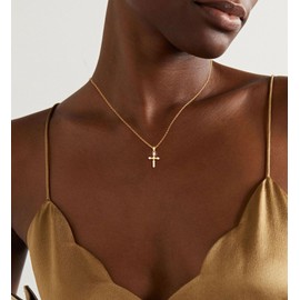 Coshilta Cross Necklace for Women,14K Gold Plated Dainty Cross Pendant Necklace Simple Trendy Cute Diamond Cross Charm Chain Jewelry Religious Gifts for Women