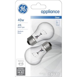 GE Incandescent 40 Watt Soft White A15 Appliance Bulbs 2 Pack