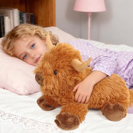 Weighted Anxiety Comfort Animal – 16 in Highland Cow Calming Plush (5 lbs) for Kids & Adults