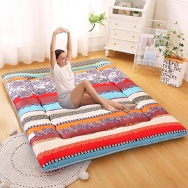 DPRRCX Japanese Floor Mattress,Roll Up Memory Foam Tatami Mat Easy to Store and Portable,Futon Mattress Suitable for Camping and Guest Room (Bohemia, Twin (80" x 36"))