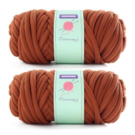 Chunky Yarn for Hand Knitting,Soft Bulky Yarn for Crocheting,Thick Big Twist Tubular Yarn for Making Blanket,Bags,Baskets,Pillows,Pet Nests 1.1lb/500g (2 Skeins Dark Coffee Color)