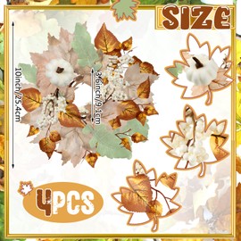 4 Pieces Fall Candle Rings Wreaths Neutral Fall Decor Artificial Pumpkin Maple Leaf Candle Garland Thanksgiving Berry Candle Rings for Autumn Farmhouse Harvest Wedding Parties Centerpieces for a Cozy