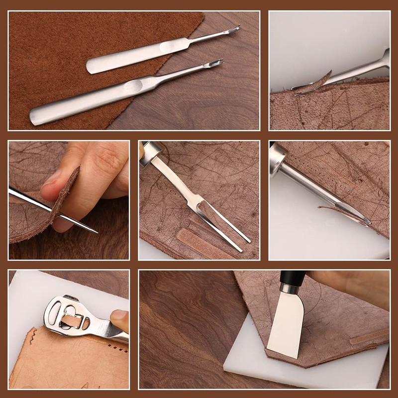 37 Pieces Leather Work Tools, Leather Hand Tools with Edge,