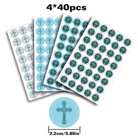 Religious Round Candy Sticker - Cross Christian Party Favors Sticker Labels Fit Chocolate Candy (160 Pieces）