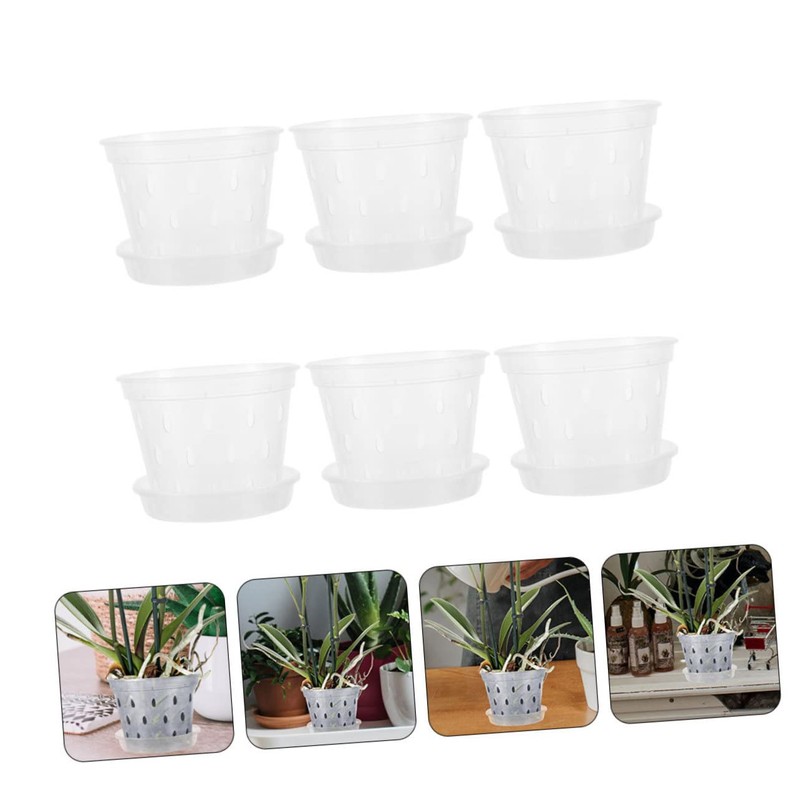 CIYODO 6sets Transparent Orchid Pots Breathable Net Pots Drainage and