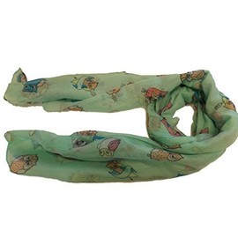 Fat-catz-copy-catz Quality Soft Feel Owls Birds on Branch, Owls in Love Pastel Ladies Scarf, Shawl, Wrap, Sarong (pale green owls with arrows)