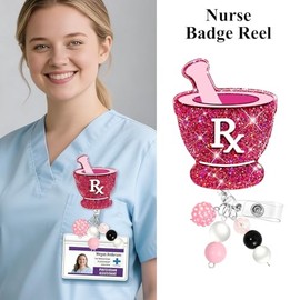 Carrete retráctil para insignia de farmacia RX, soporte técnico de farmacia con clip seguro, lindos carretes de insignia RX para RN LPN CNA MA ER médi