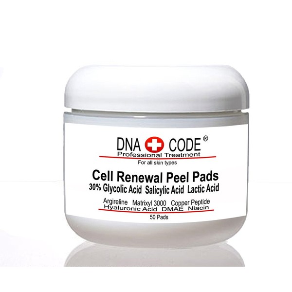 AntiAging Peel Pads-30% Glycolic Cell Renewal Peel Pads+ Salicylic, Lactic Acid, Argireline, DMAE