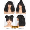 JuneMet 14 Inch Wig with Bangs Human Hair Bob Water