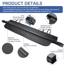 FARBIN Trunk Cargo Cover for Honda CRV 2023 2024 2025, Carbon Fiber Texture Retractable Rear Trunk Cover Shield Shade, Privacy Security Screen (for 2023-2025 Honda CRV Carbon Fiber Extra Clips)